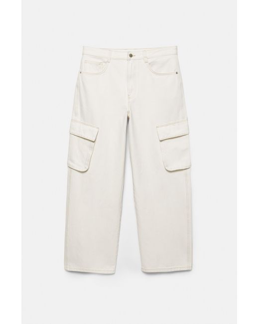 Pull&Bear Black Baggy Cargo Jeans for men