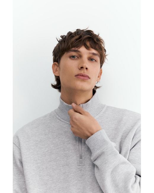 Pull&Bear White Quarter-Zip Sweatshirt for men