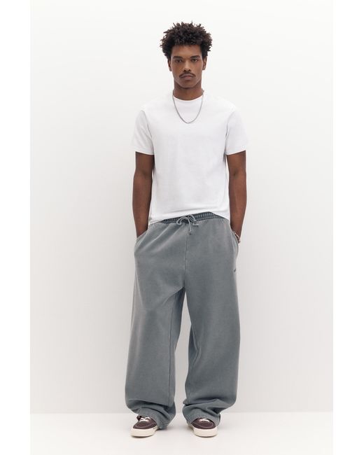 Pull&Bear White Basic Short Sleeve Cotton T-Shirt for men