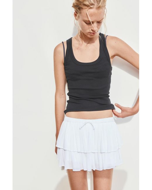 Pull&Bear White Skort With Ruffles