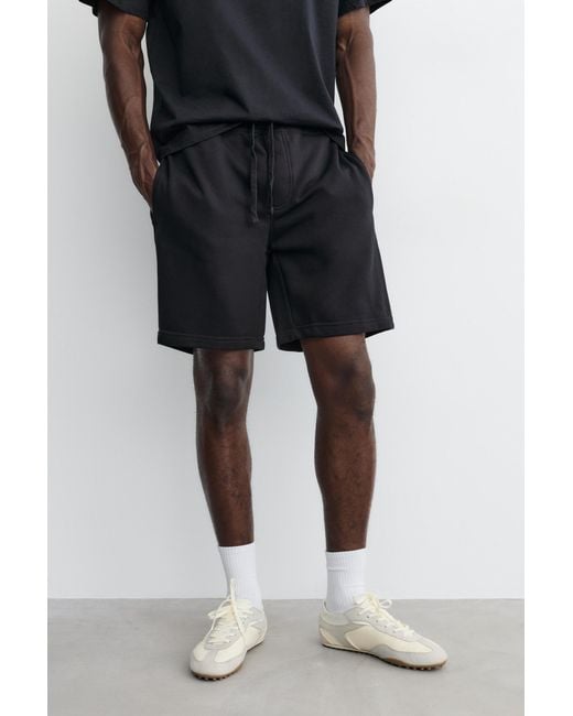 Pull&Bear Blue Pack Of Bermuda Jogger Shorts And T-Shirt for men