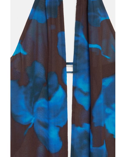 Pull&Bear Haltertop Met Bloemenprint in het Blue