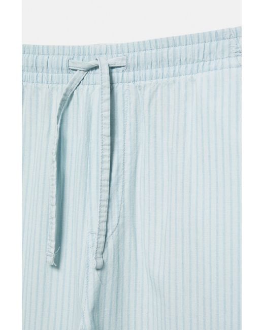 Pull&Bear Blue Striped Pyjama-Style Trousers for men