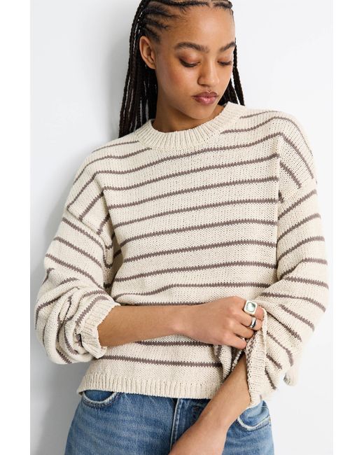 Pull&Bear Blue Oversize Pullover Mit Streifenmuster