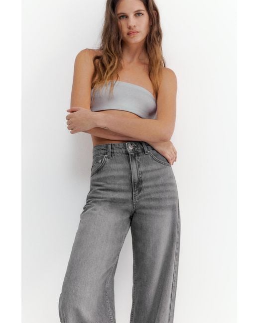 Pull&Bear White Wide-Leg Jeans