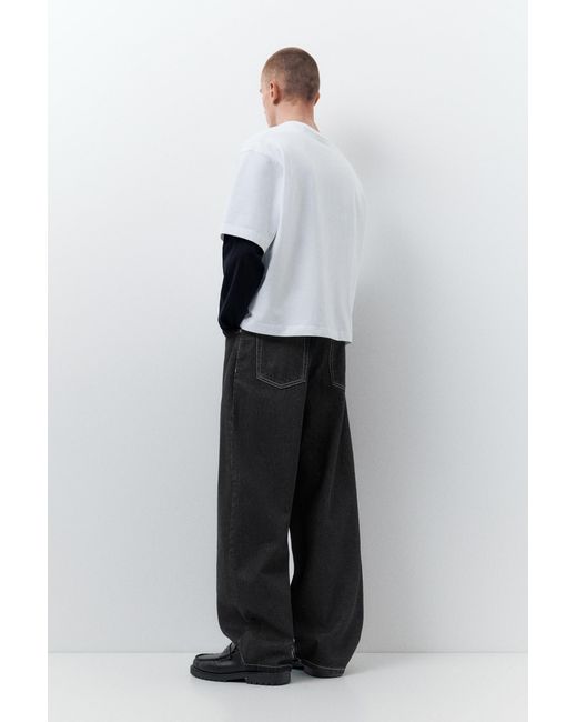 Pull&Bear Black Baggy Balloon Jeans for men
