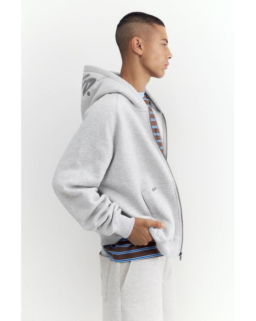 Pull&Bear White Stwd Zip-Up Hoodie for men