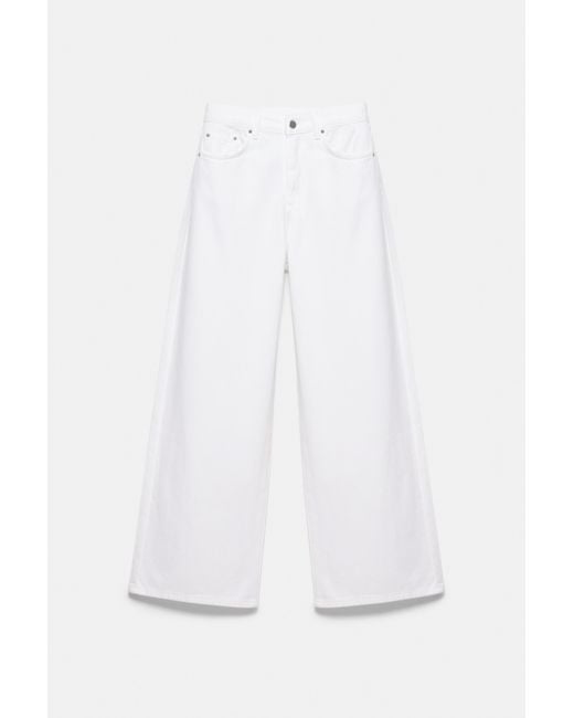 Pull&Bear White Mid-Rise Baggy Jeans