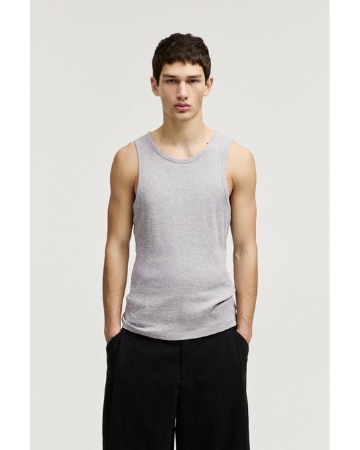 Pull&Bear White Ribbed Tank Top for men