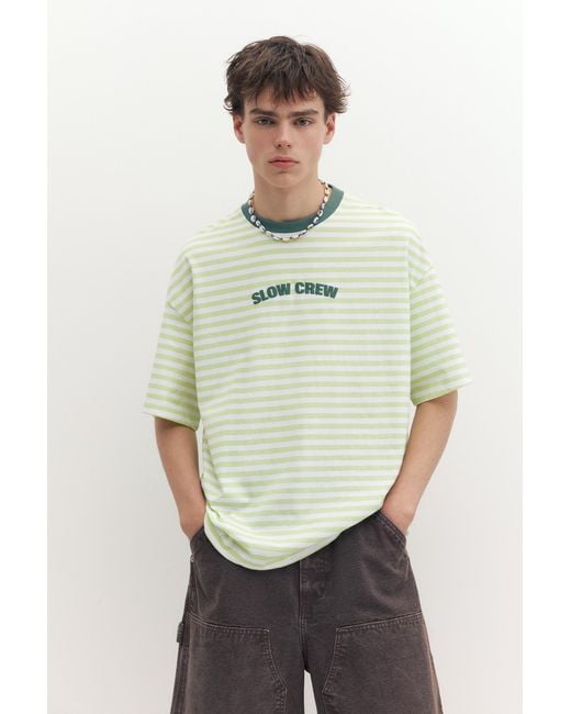 Pull&Bear Gray Stwd Boxy Striped T-Shirt for men