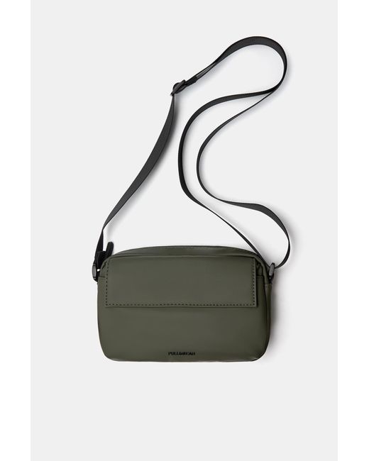 Pull&Bear Green Rubberized Crossbody Bag for men