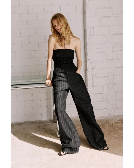 Pull&Bear Black Striped Baggy Jeans