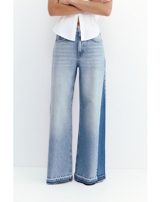 Jean Wide Leg Patchwork Pull&Bear en coloris Blue