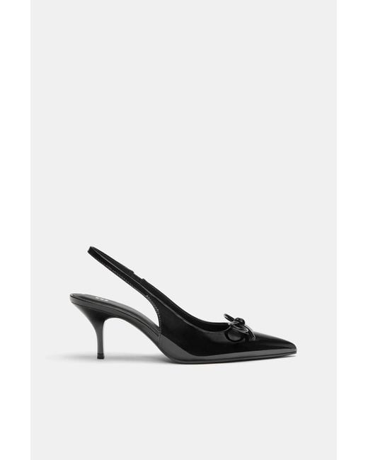 Pull&Bear Blue Lack-Absatzschuhe Mit Schleife