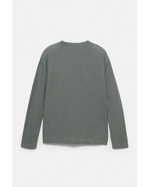 Pull&Bear Blue Long Sleeve Striped T-Shirt for men