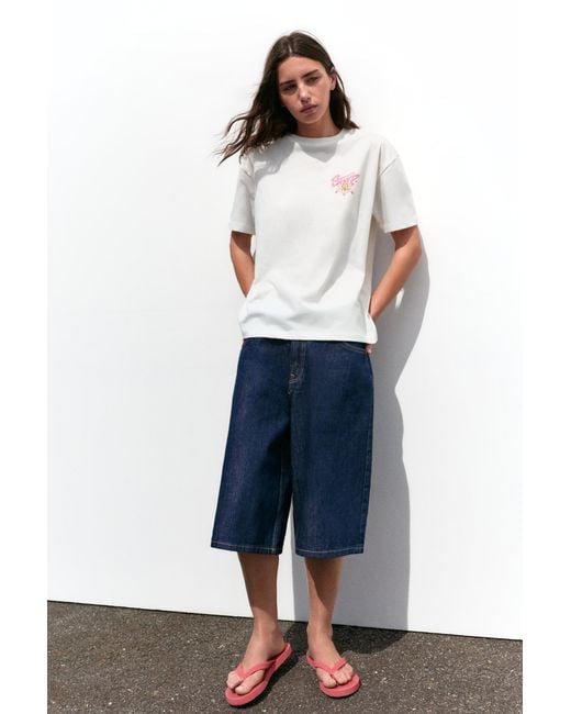 Pull&Bear T-Shirt Met Bloem in het White