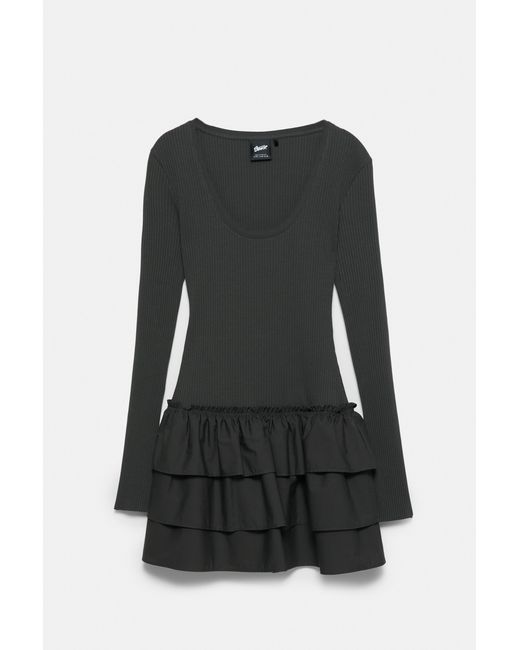 Vestito Corto Combinato Con Volant di Pull&Bear in Black