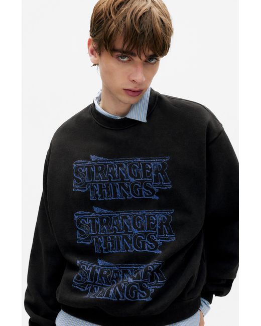 Pull&Bear Stranger Things Sweater in het Blue voor heren
