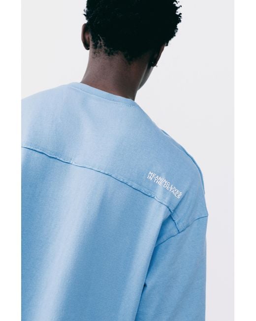 Pull&Bear Blue Relaxed Fit Overlock T-Shirt for men