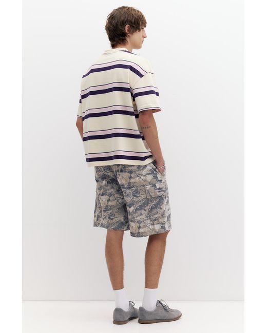 Pull&Bear Gray Short Sleeve Striped T-Shirt for men
