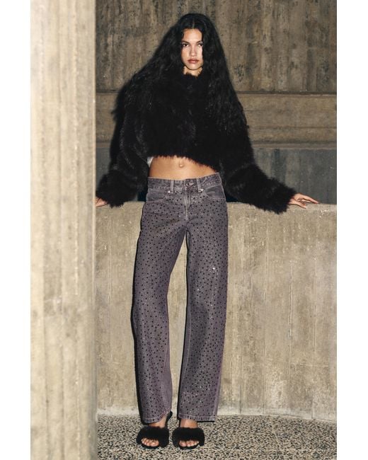 Pull&Bear Black Straight-Leg Jeans With Rhinestone Detail