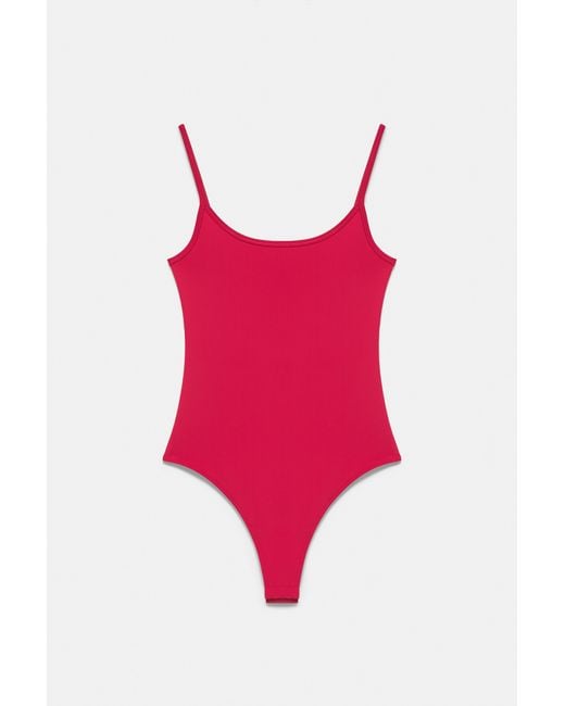 Pull&Bear Red Polyamide Bodysuit With Thin Straps