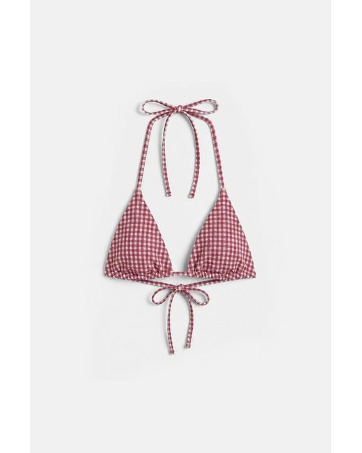 Pull&Bear Red Gingham Bikini Top