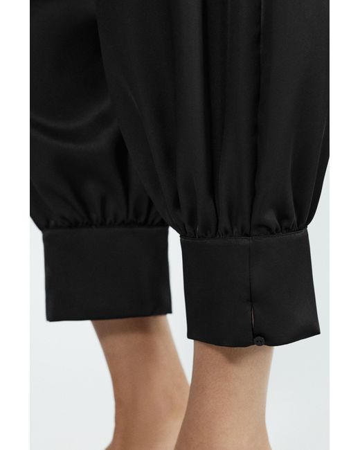 Pull&Bear Black Satin Sarouel Capris