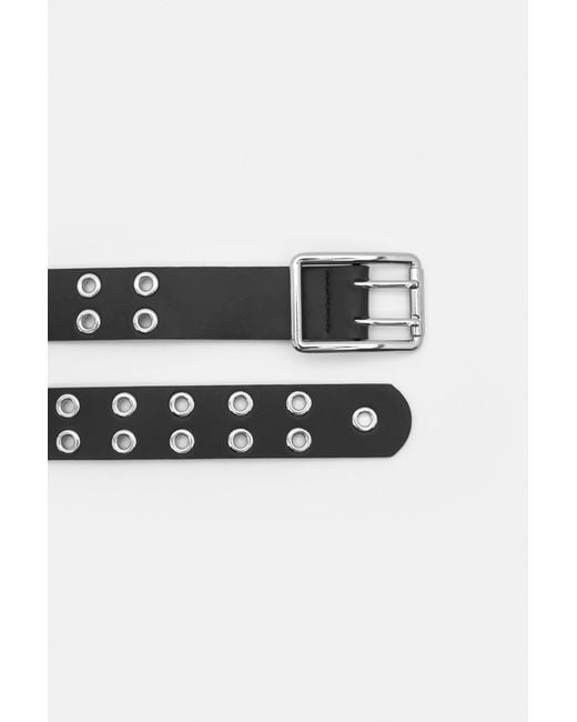 Pull&Bear Black Leather Effect Belt With Eyelets