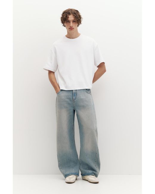 Pull&Bear White Boxy T-Shirt for men