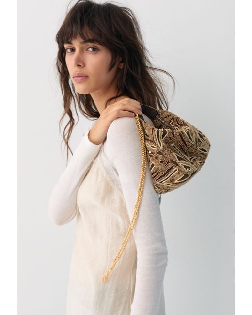 Pull&Bear Brown Beaded Bag