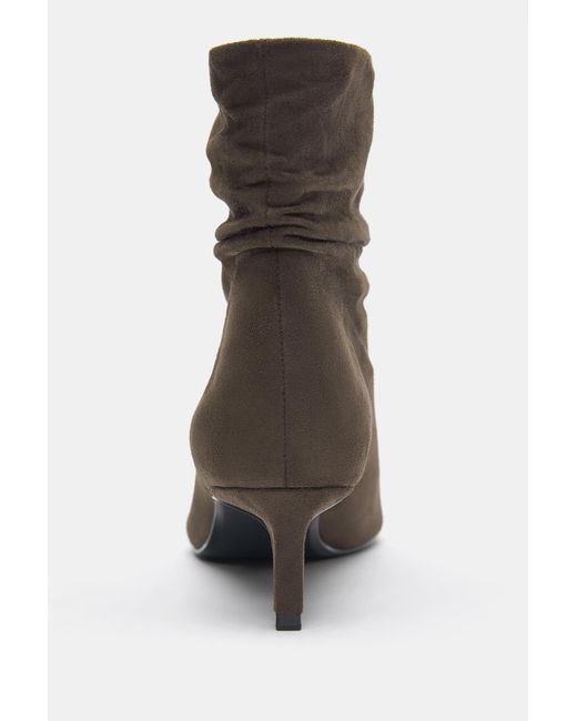 Pull&Bear Brown Ruched Heel Ankle Boots