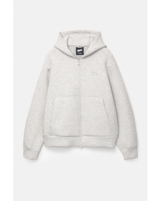 Pull&Bear Gray Neoprene-Effect Hoodie for men