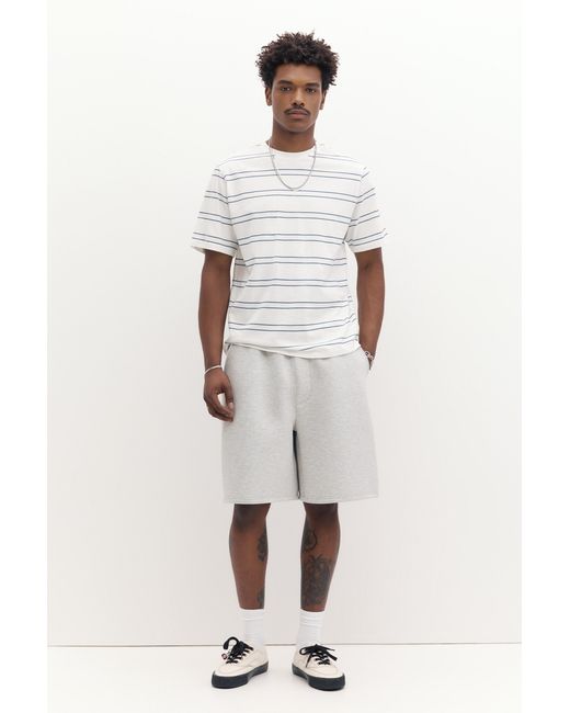 Pull&Bear Gray Basic Short Sleeve Cotton T-Shirt for men