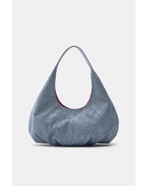Pull&Bear Blue Schultertasche Mit Textur