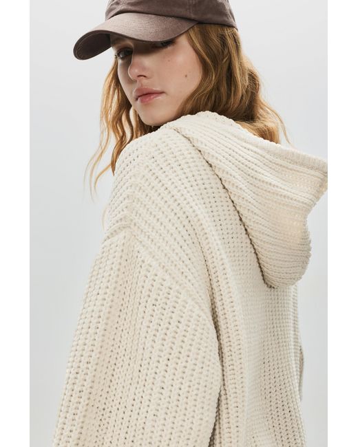 Pull&Bear Natural Chenille Hooded Sweater