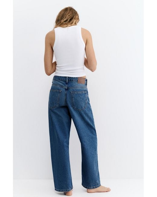 Pull&Bear Blue Low-Rise Barrel Jeans