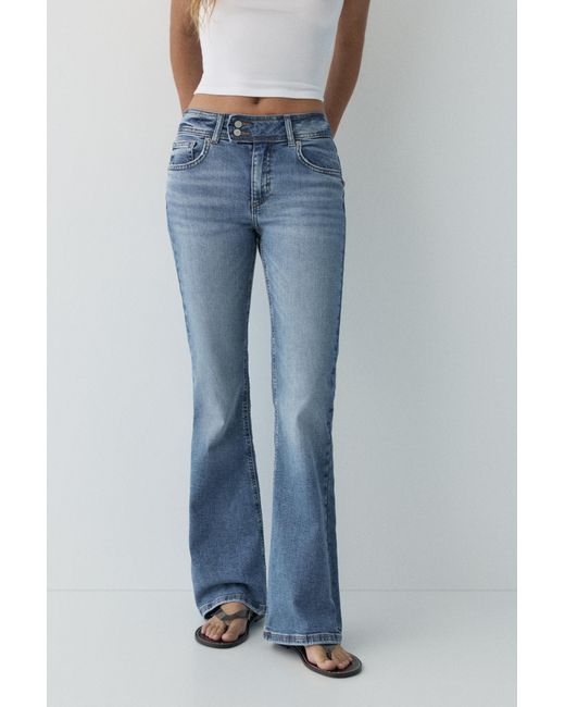 Pull&Bear Blue Low-Waist Bootcut Jeans