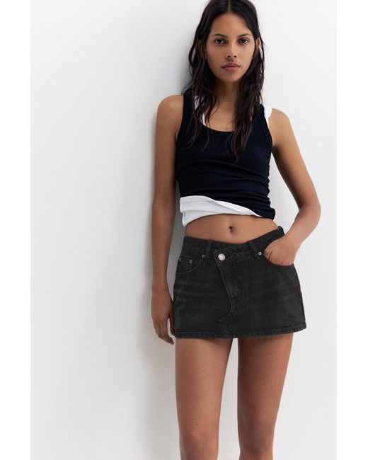 Pull&Bear Red Cross-Waist Denim Skort