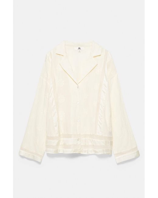 Pull&Bear Gray Floral Embroidery Shirt