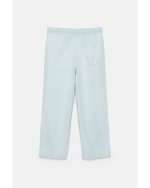 Pull&Bear Blue Striped Pyjama-Style Trousers for men