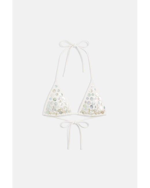 Pull&Bear Green Button Bikini Top