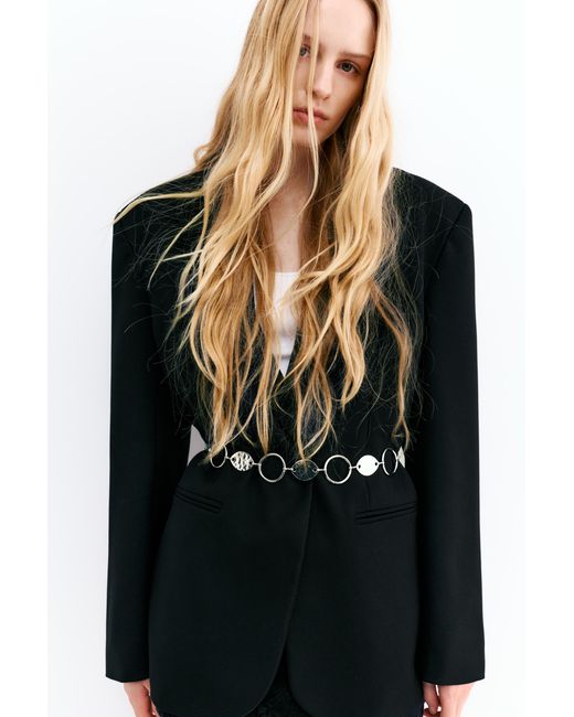 Pull&Bear White Metallic Circles Belt