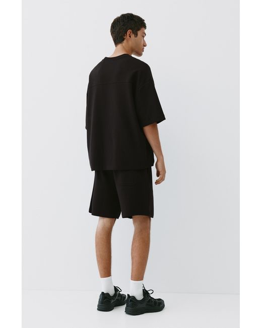 Pull&Bear Black Interlock Short Sleeve Sweatshirt for men