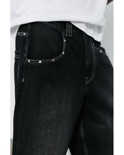 Pull&Bear White Stwd Studded Jorts for men