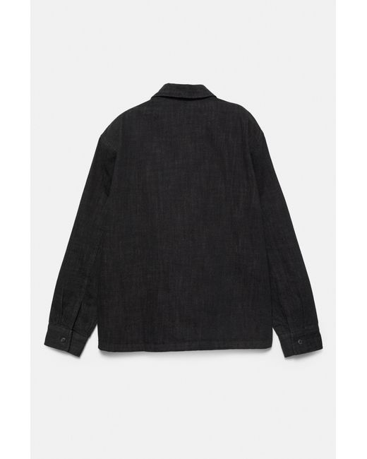 Pull&Bear Black Denim Pocket Overshirt for men