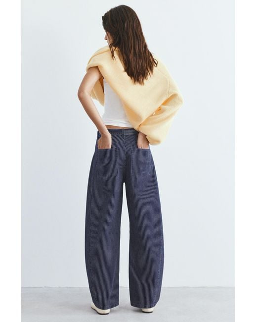 Pull&Bear Blue Striped Balloon Jeans