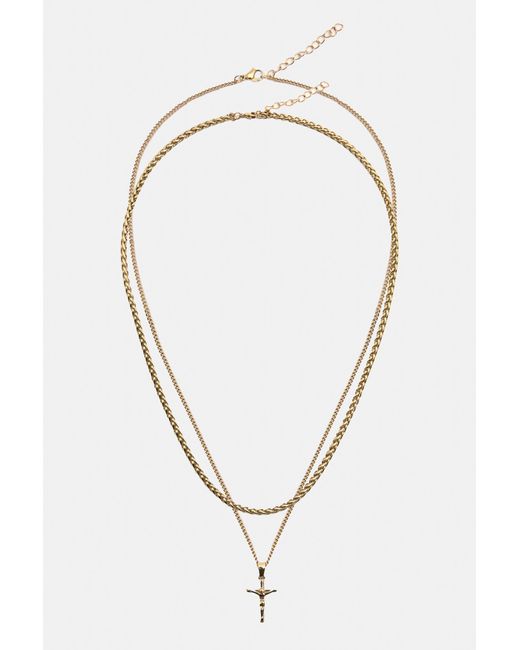 Pull&Bear Multicolor 2-Pack Of Necklaces With Cross Pendant for men