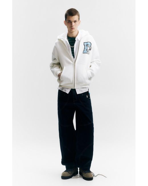 Pull&Bear Blue Peanuts Zip-Up Hoodie for men