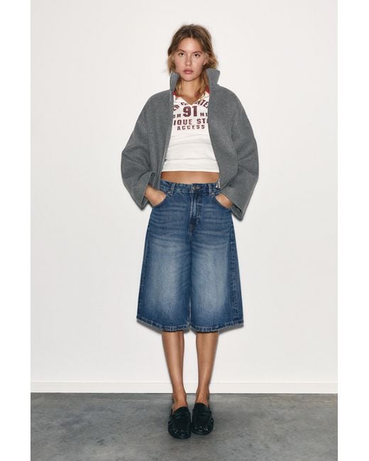 Pull&Bear Gray Balloon Bomber Jacket